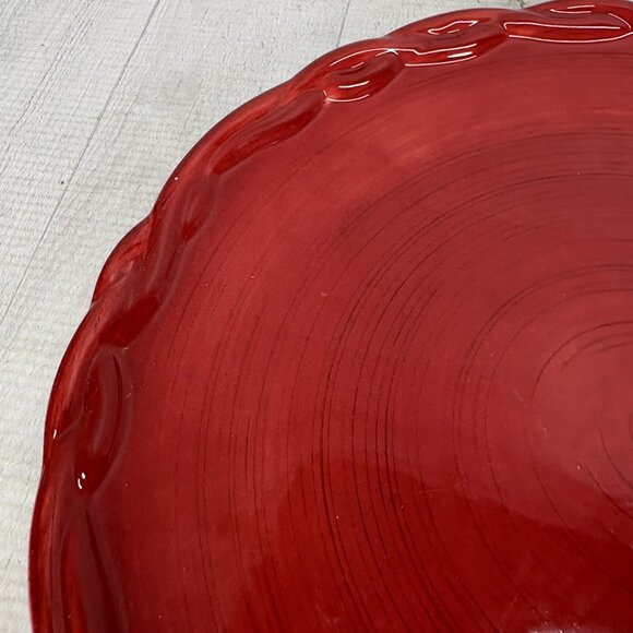 Tracy Porter THE OCTAVIA HILL COLLECTION Solid Red Embossed Dinner Plates Set 2 - Picture 8 of 14